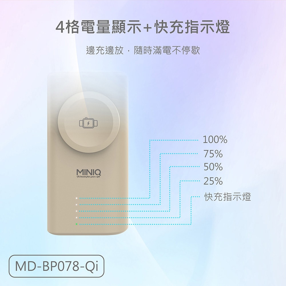 【MINIQ】台灣製造 5000mAh Type-C多功能膠囊快充行動電源(自帶Lightning快充線)