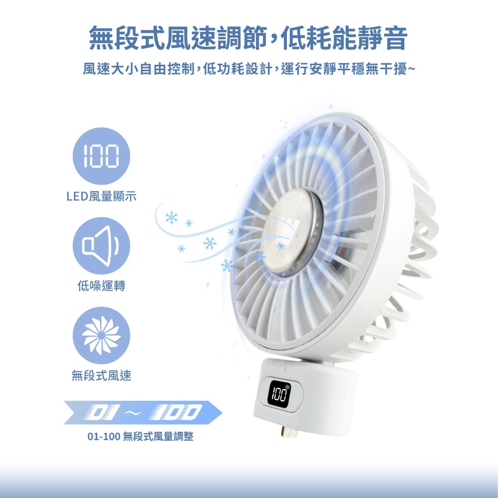 【Wephone】5000mAh 隱藏直插式/數顯20W快充行動電源+USB半導體冰風扇(雙向自帶線/可充手錶)