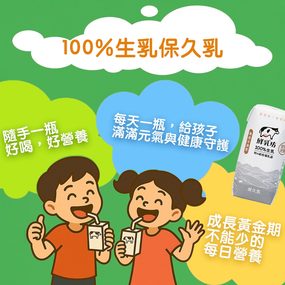 【公益捐贈】《1919食物銀行x鮮乳坊》孩子的營養6日計畫(原味保久乳*6瓶)(購買者本人不會收到商品)-常態公益當月訂單集購次月中旬出貨
