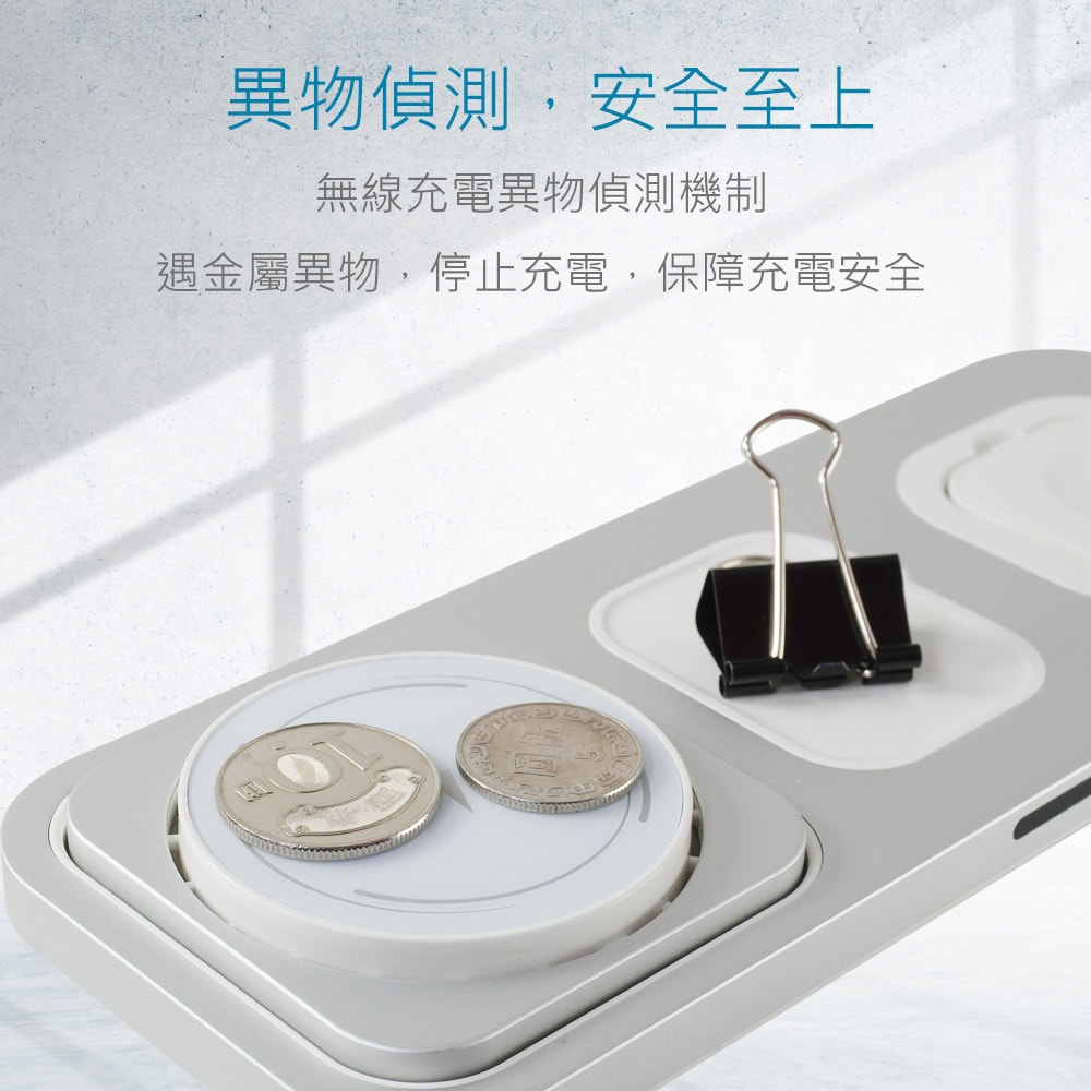 【MINIQ】3in1 22.5W 鋁合金磁吸無線充電器(手機/手錶/耳機) 台灣製造、通過BSMI認證