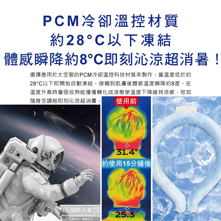 【日本SOLOKI】可重複使用體感降溫約8度保冷掛脖冰涼頸圈1入/盒(大人小孩通用,免手持無結露涼感環,預防中暑散熱冰敷袋,室內戶外通勤涼感巾)