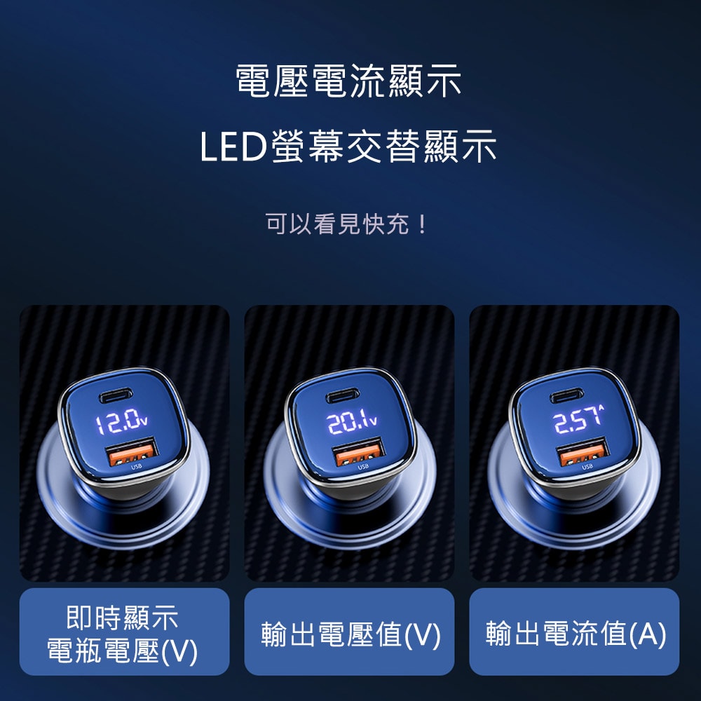【Wildex】63W 液晶顯示/雙孔車用充電器+Type-C to Lightning 蘋果認證PD快充線