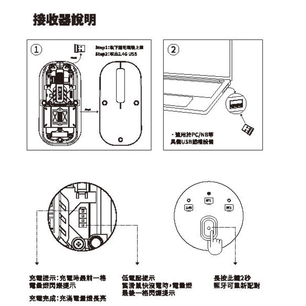 【Songwin】透明超薄磁吸無線三模滑鼠(靜音設計、TYPE C 充電)