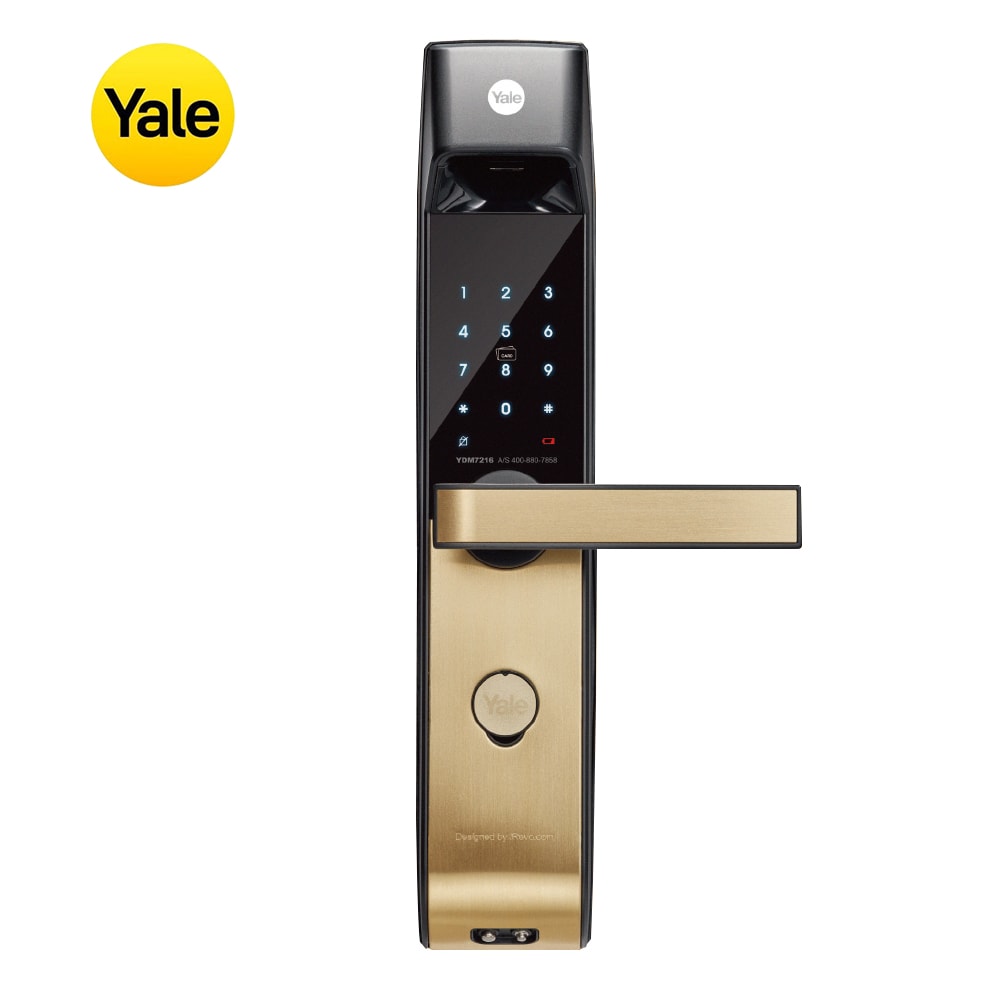 【Yale 耶魯】YDM7216A指紋卡片四合一電子鎖-髮絲金(含基本安裝)