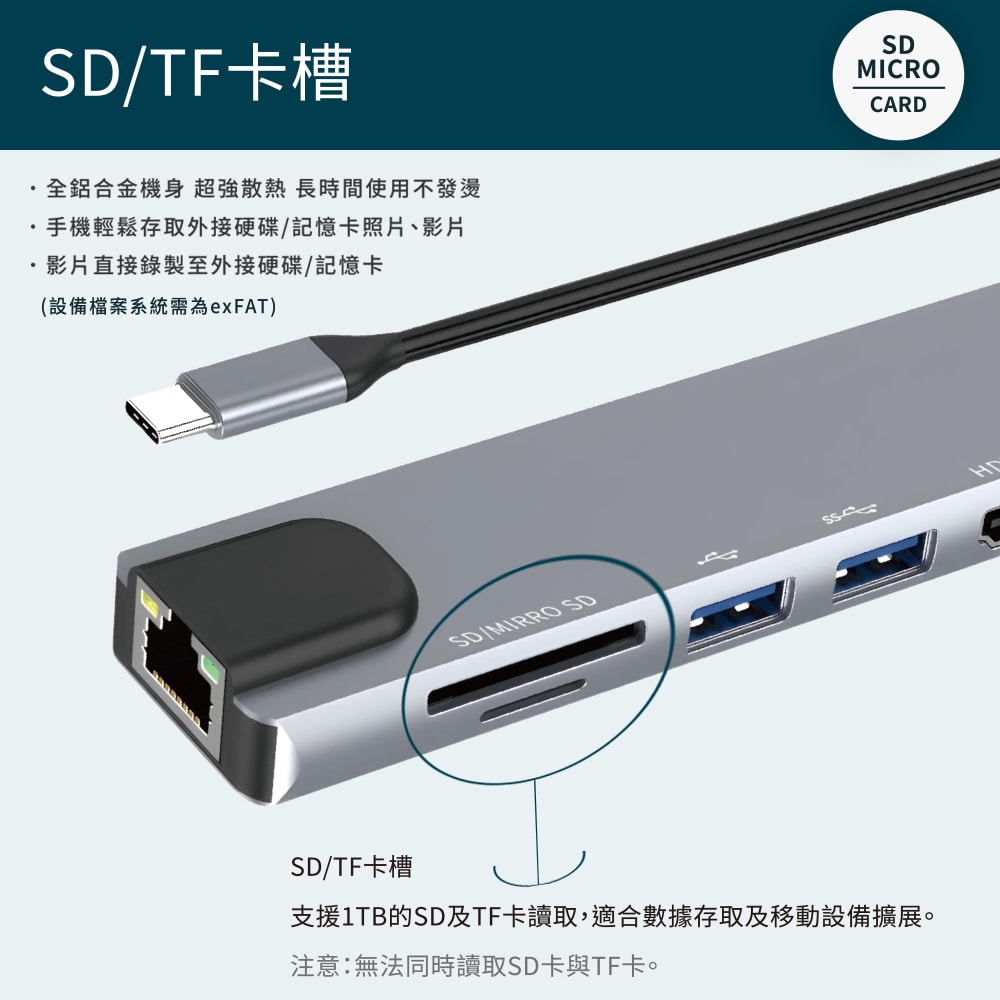 【Songwin】8合1多功能PD充電傳輸集線器 UTO-380 (HDTV/RJ45/TypeC/讀卡機)