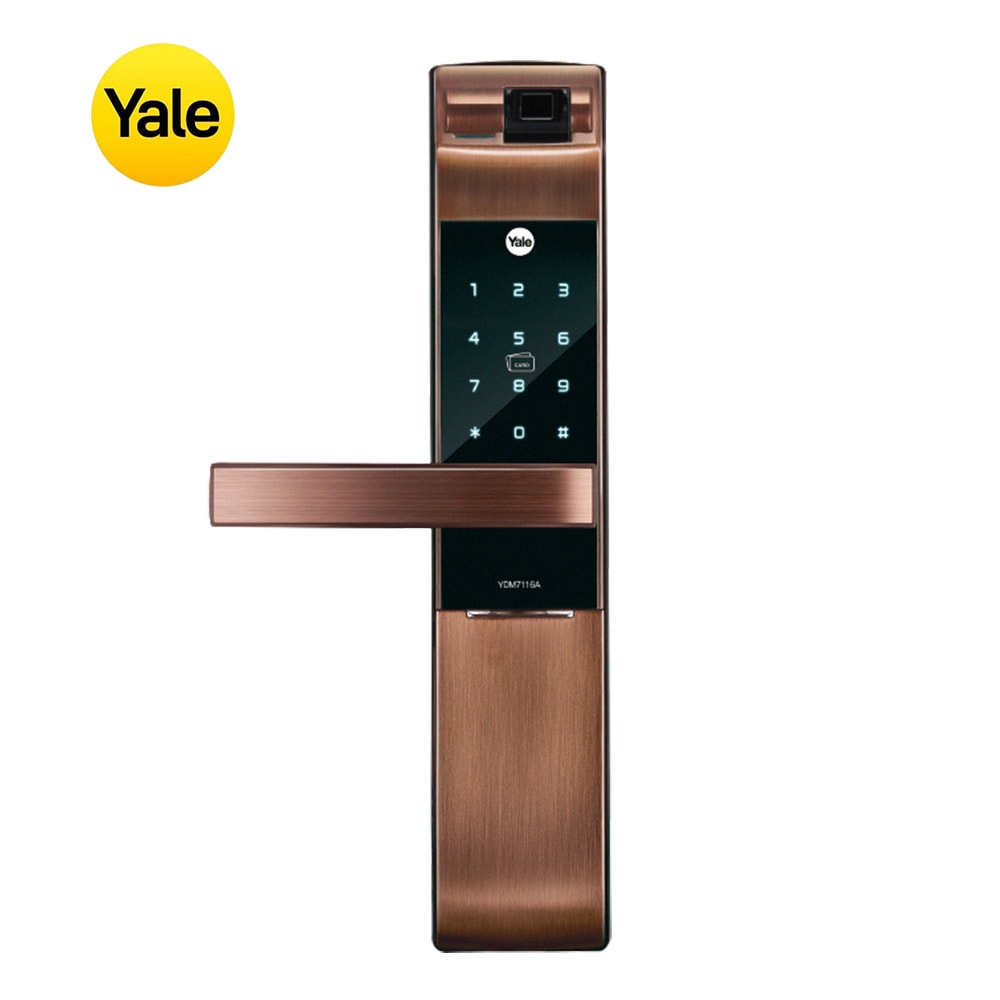 【Yale 耶魯】YDM7116A指紋卡片五合一電子鎖-消光黑/玫瑰金(含基本安裝)