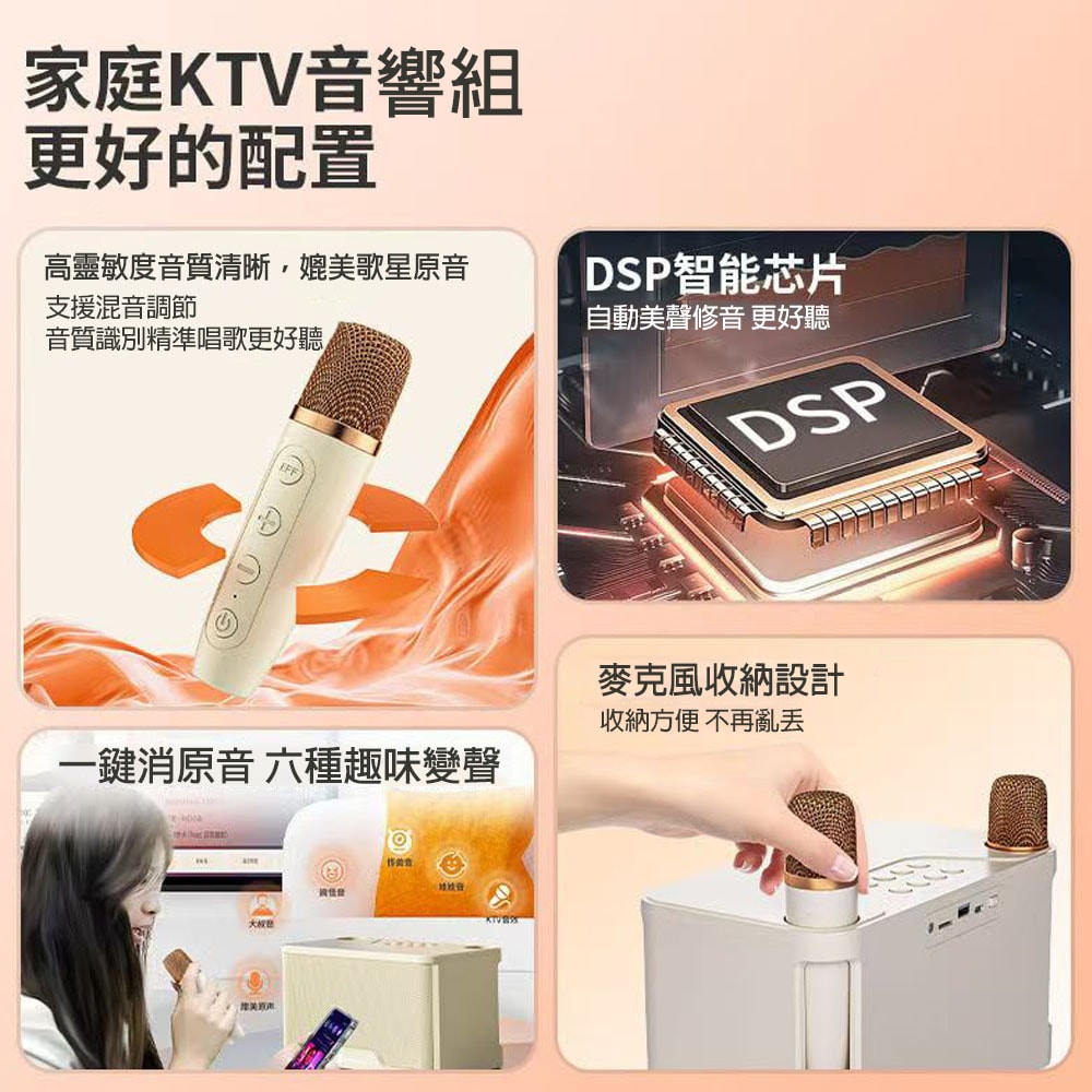 【KooPin】雙人對唱行動KTV/藍牙喇叭無線麥克風組(附贈收納提袋)