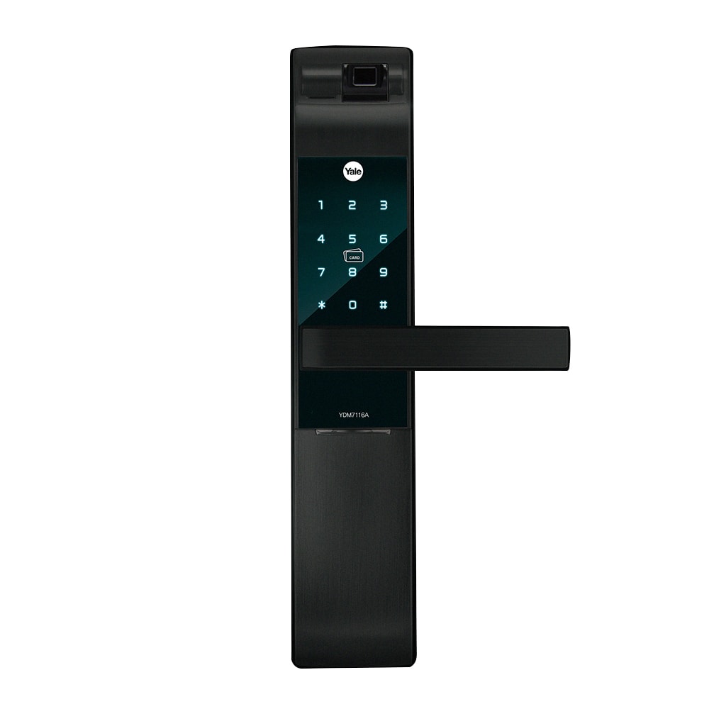 【Yale 耶魯】YDM7116A指紋卡片五合一電子鎖-消光黑/玫瑰金(含基本安裝)