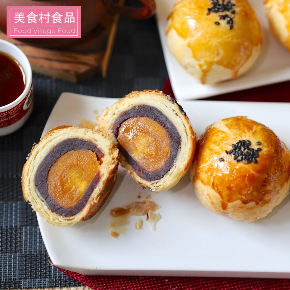 【美食村】烏豆沙蛋黃酥x10盒-附提袋(6入/盒)