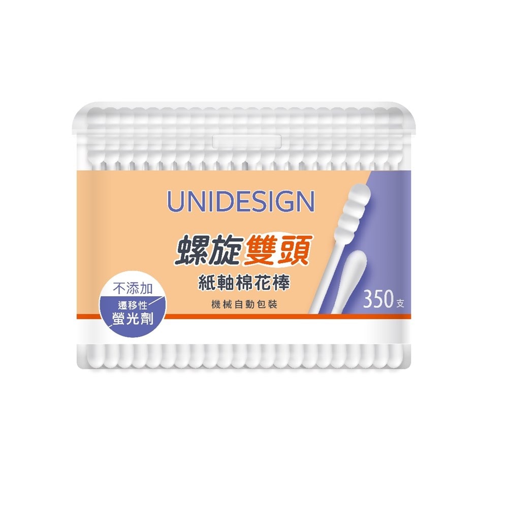 【UNIDESIGN】白色紙軸螺旋雙頭棉花棒(350支/罐)x10罐