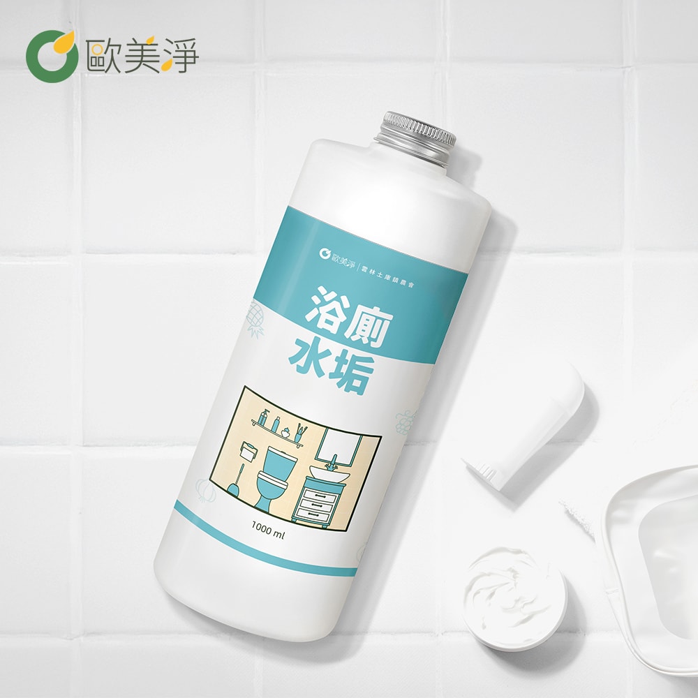【ohmagic歐美淨】大容量補充組｜植萃酵素清潔劑(廚房1000ml*1+水垢1000ml*1)贈電動清潔刷*1