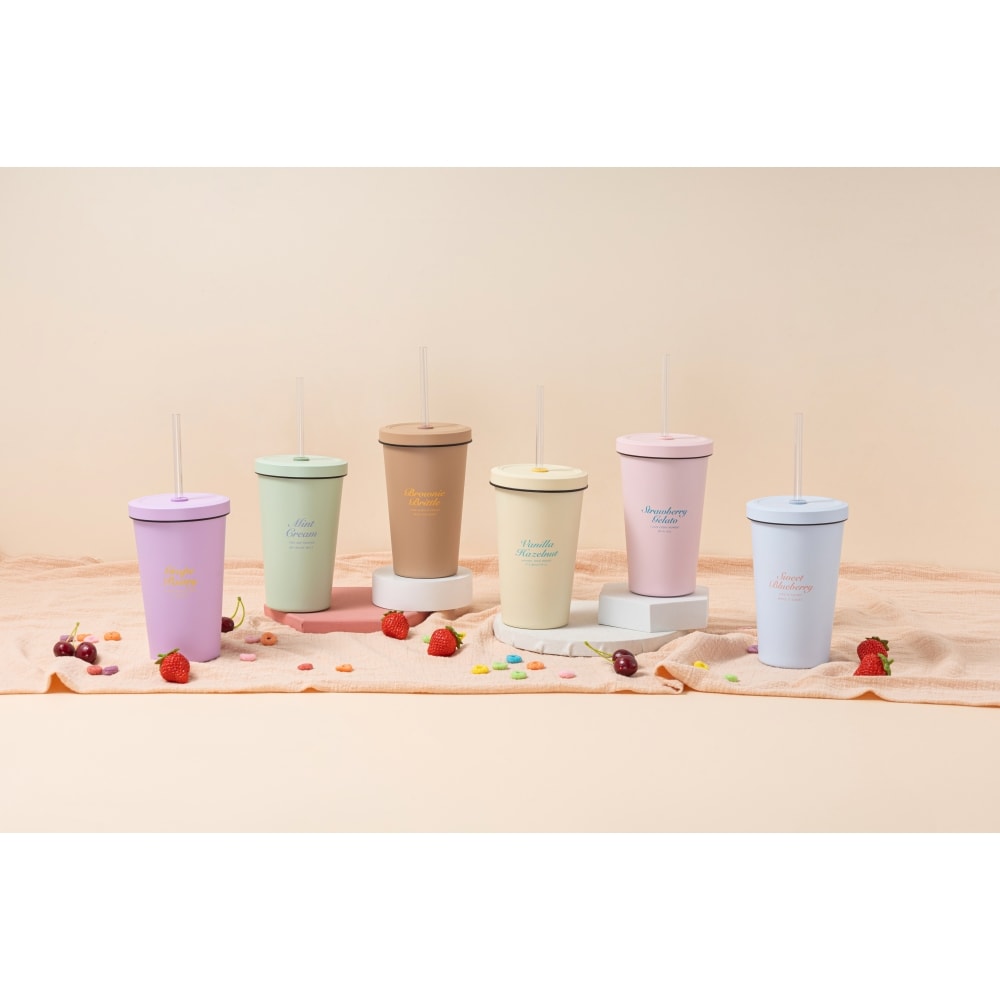 【Oolab】550ml 冰淇淋系列 陶瓷易潔層吸管杯