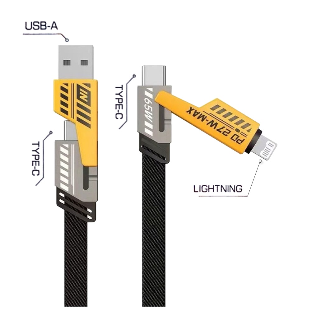 【AWEI】機甲四合一快充傳輸線 PD65W 27W 編織快速充電線(1M) 【超值二入】