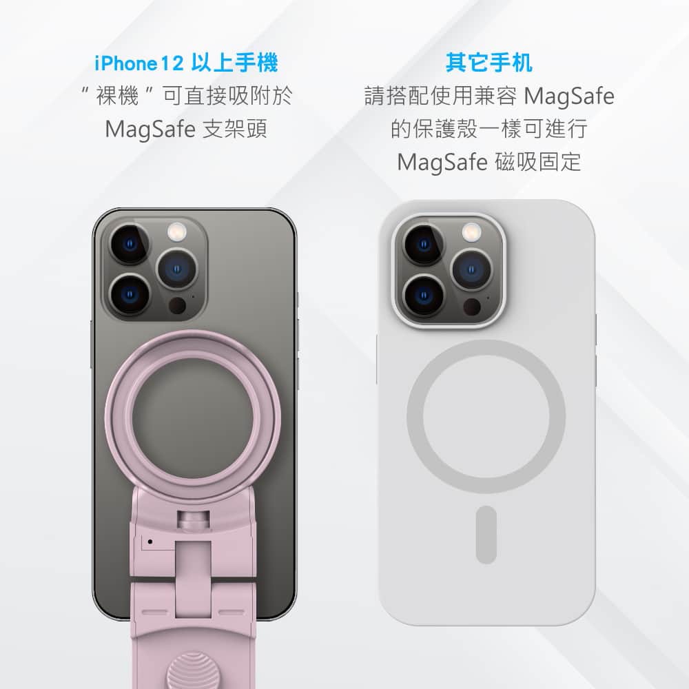 【MINIQ】磁吸MagSafe 多功能旅行手機支架/自拍桿(便攜式設計、易於折疊)