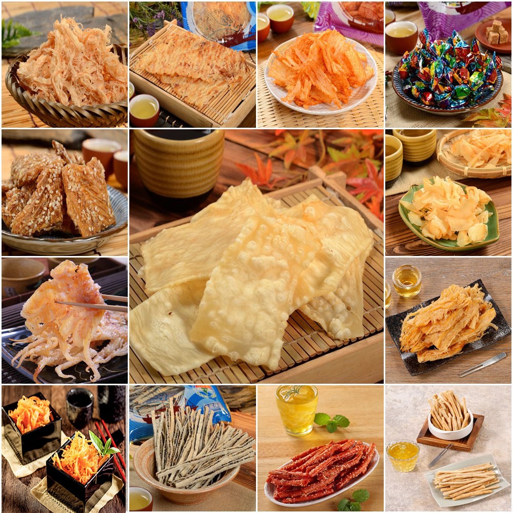 【華得水產】中元拜拜魷魚系列13包CC組(炭烤魷魚絲+炭烤魷魚片+麻辣魷魚片+鮪魚糖+章魚花+霸王魷魚條+比目魚+魷魚頭+泡菜魷魚絲+黑芝麻 +芝麻魚捲+碳烤魷魚條+小卷片)