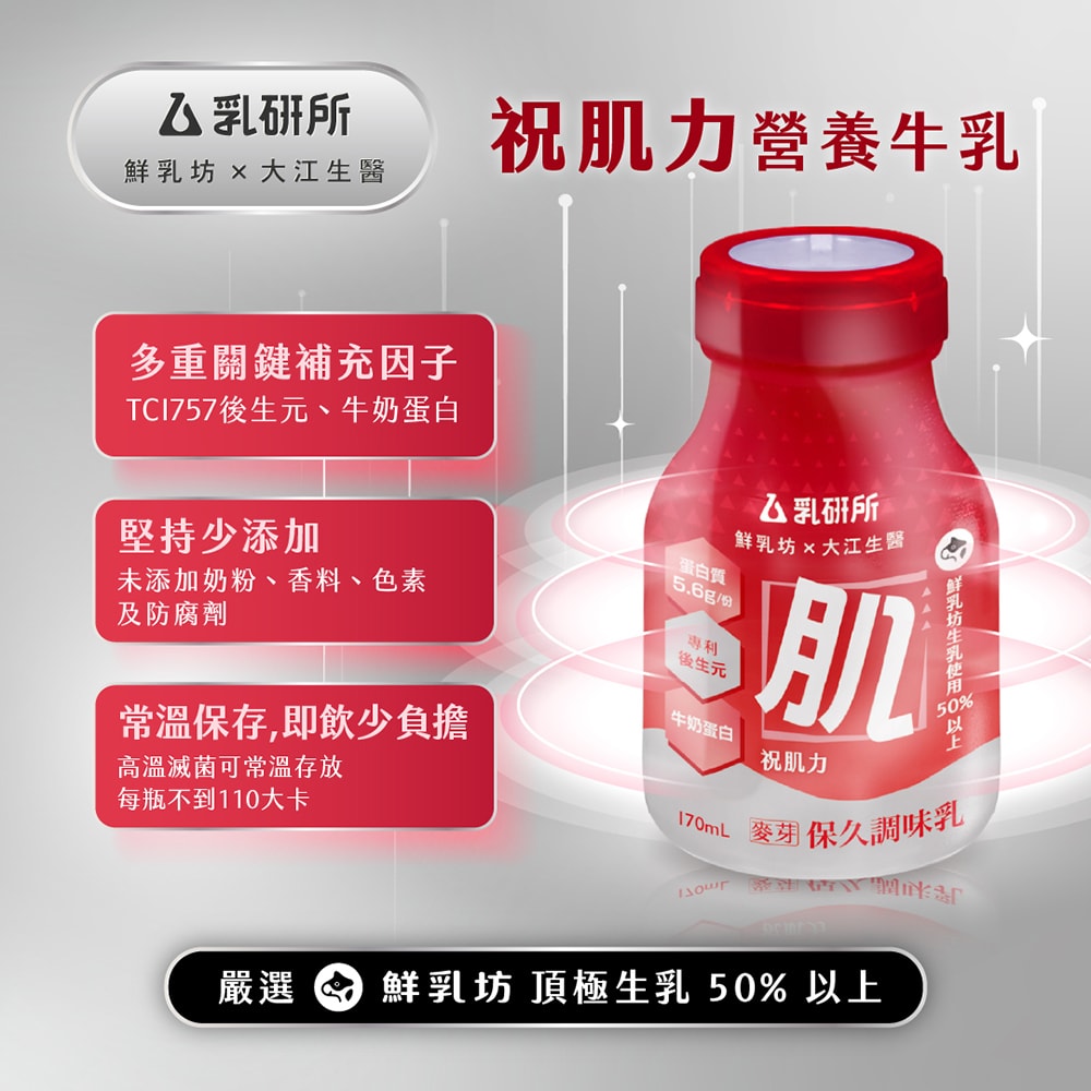 【鮮乳坊】乳研所祝好眠營養牛乳/ 祝肌力營養牛乳(170mlx24入/箱)