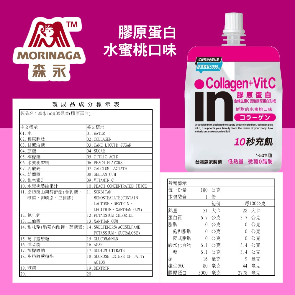 【台灣森永】(免運)森永in果凍共48入(NEW益生菌/能量/膠原蛋白/綜合礦物質/膳食纖維/牛磺酸+B群)
