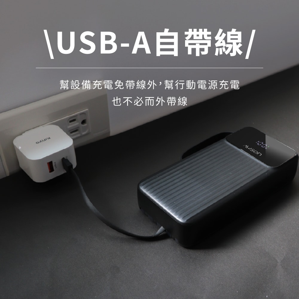 【AWSON 歐森】20000mAh大容量自帶線行動電源(AWP-5750)74Wh/自帶4線/4孔