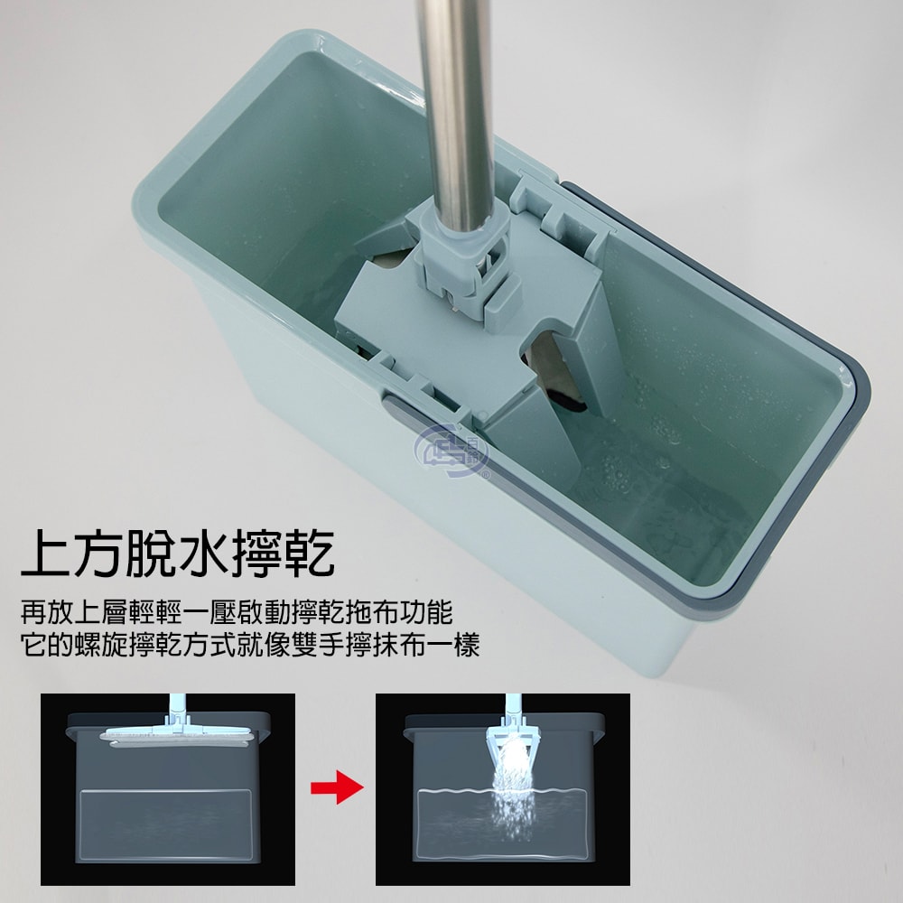 【百鈴】易手擰免沾手X型平板拖把-1桿1桶1刷2布(平拖/免沾手/大板/吸水/乾濕兩用/除塵/地板清潔)