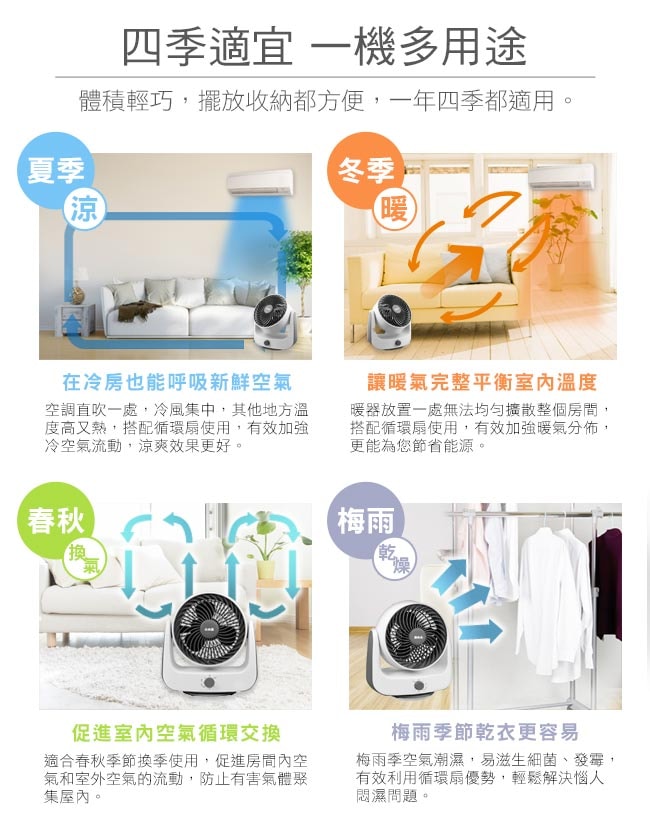 【小太陽】9吋渦流擺頭循環扇TF-869