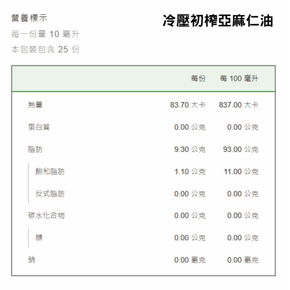 【永豐餘生技】冷壓初榨亞麻仁油 250毫升/瓶