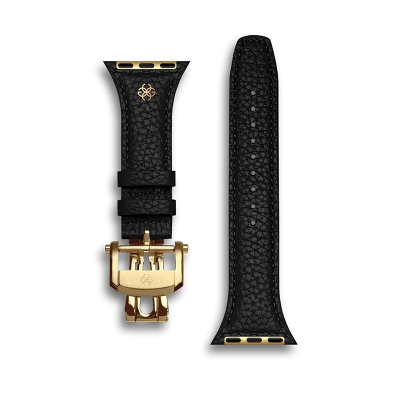 【Golden Concept】Apple Watch 40mm 41mm 42mm 黑色皮革錶帶 WSA-FL-BK-G