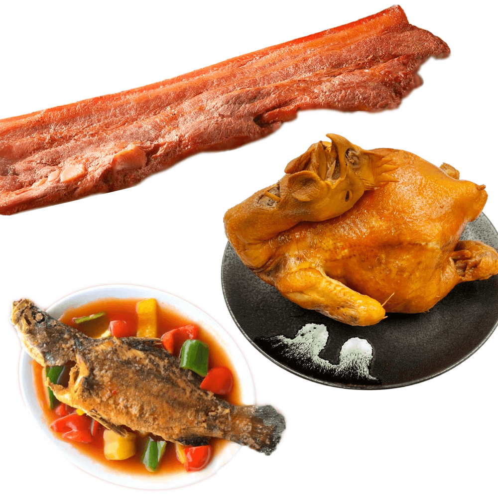 【五朝港水產】祈福三牲禮  (糖醋金目鱸魚+茶燻甘蔗窯烤祈福雞+甘蔗五花豬)