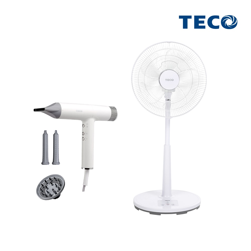【TECO 東元】BLDC專業負離子吹風機 XYFXZ003+14吋DC馬達遙控立扇 XA1428BRD