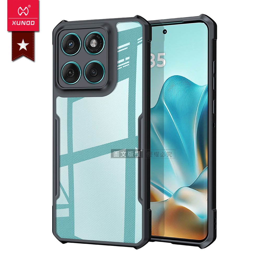 【XUNDD 訊迪】軍事防摔 Motorola edge 60 fusion 鏡頭全包覆 清透保護殼 手機殼(夜幕黑)
