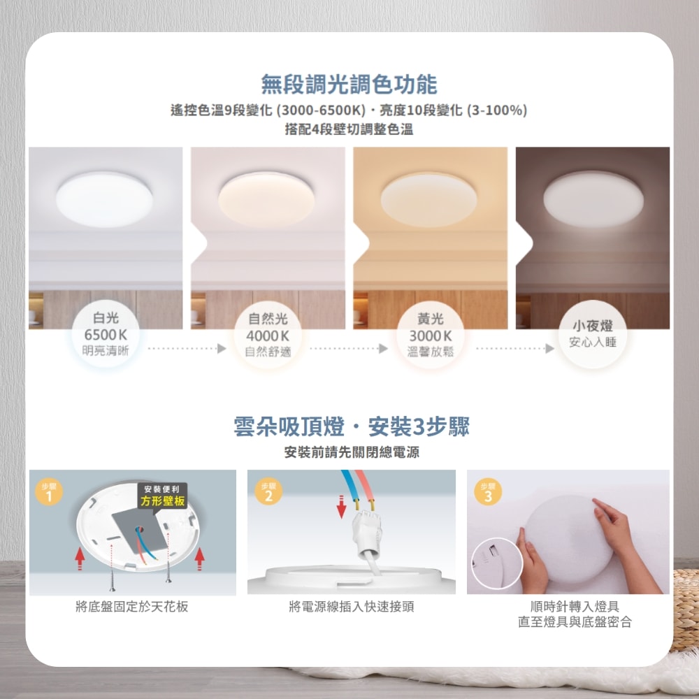 【DanceLight 舞光】LED 雲朵吸頂燈 30W 遙控款 無段調光調色 適用2-4坪