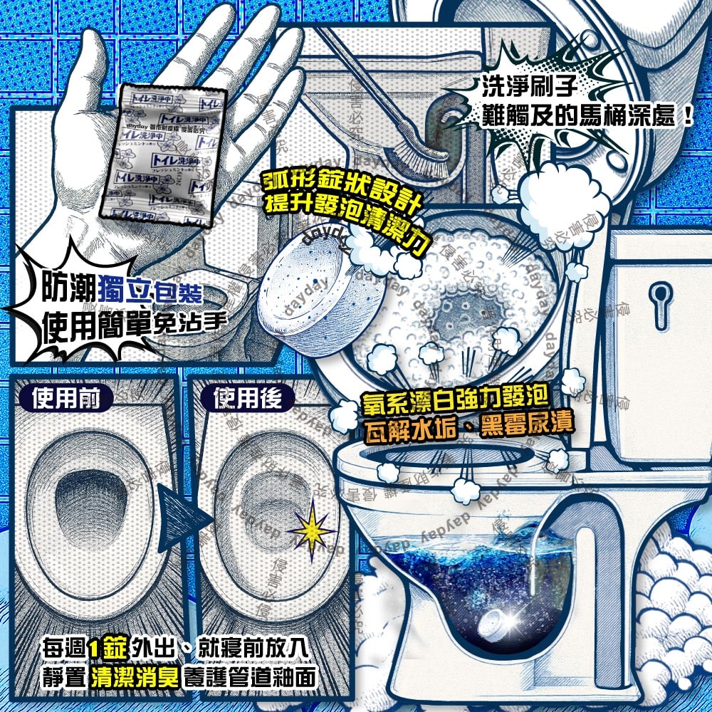 【小林製藥】Bluelet免刷洗去汙消臭馬桶發泡清潔錠3入/盒-薄荷香(獨立包裝馬桶漂白清潔劑,存水彎除垢洗淨丸,靜置潔廁去尿騷便味)