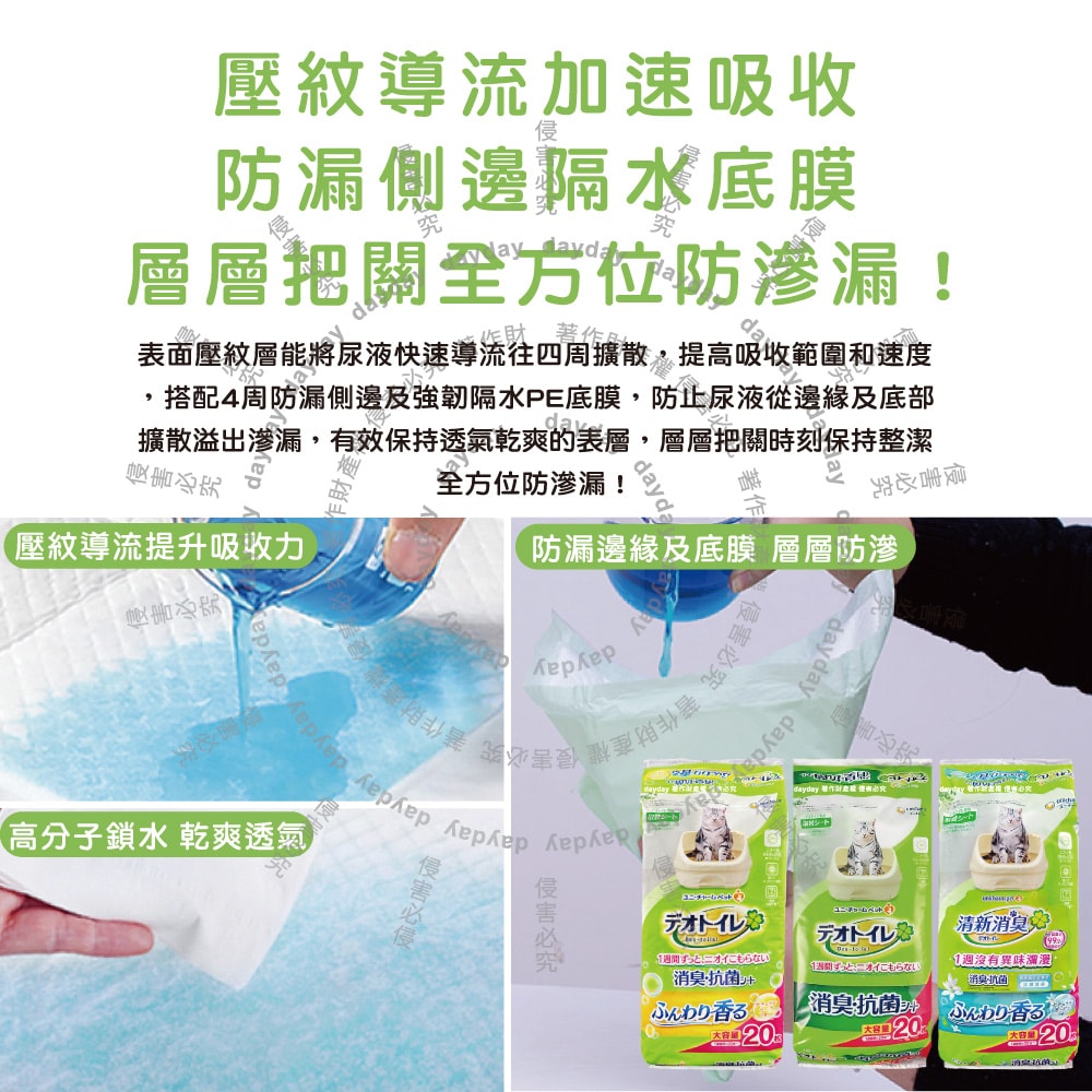 【日本Unicharm嬌聯】日本Unicharm嬌聯-Ag銀離子1週間長效瞬吸乾爽寵物消臭大師貓尿墊20片/袋(大容量吸水防滲漏貓尿布,可觀察尿色貓潔墊補充包,本品不含貓砂盆)