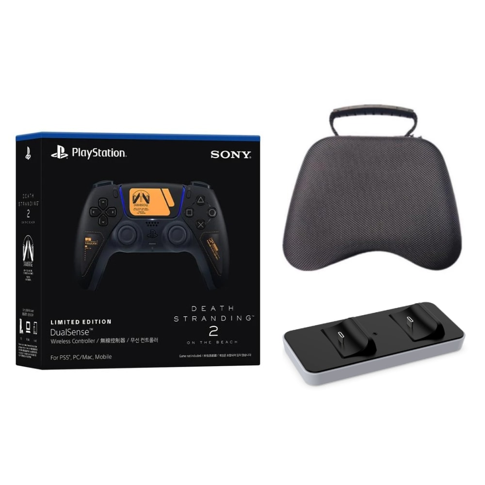【PlayStation】PS5 DualSense 無線控制器-死亡擱淺2 限定款+雙手把充電座+手把收納包 組合