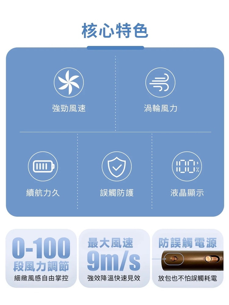 【Hoda】100段風力 mini 渦輪隨身風扇