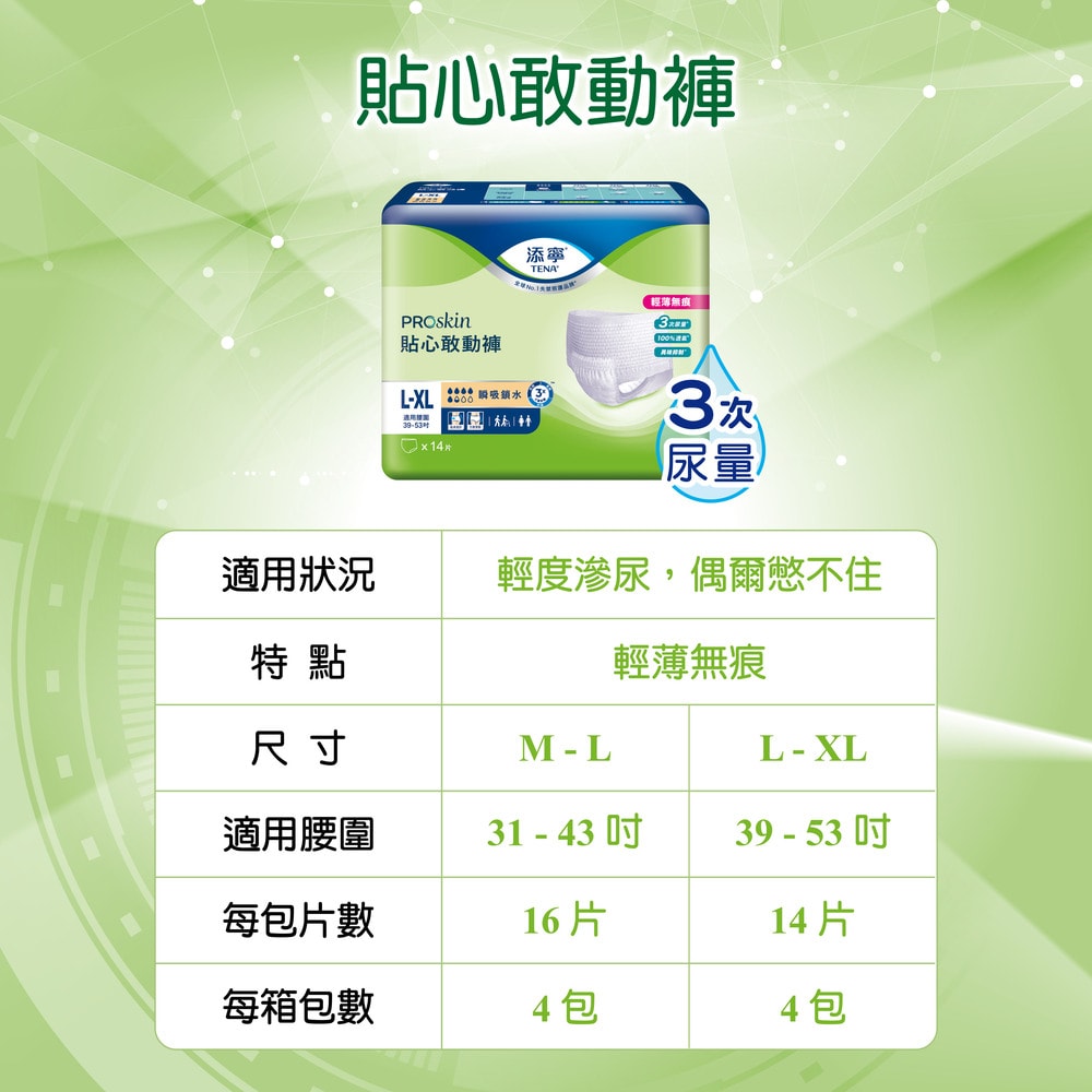 【添寧】貼心敢動褲M-L/L-XL(4包/箱購 褲型 成人紙尿褲/復健褲)