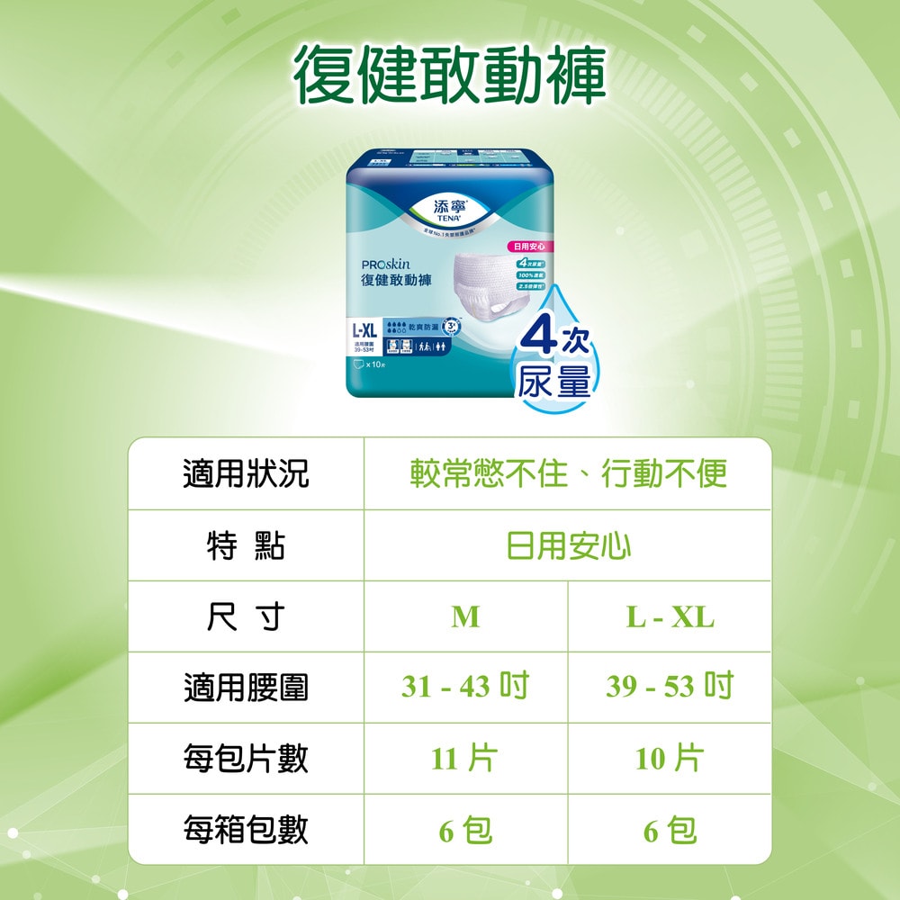 【添寧】復健敢動褲M/L-XL(6包/箱購 褲型 成人紙尿褲/復健褲)