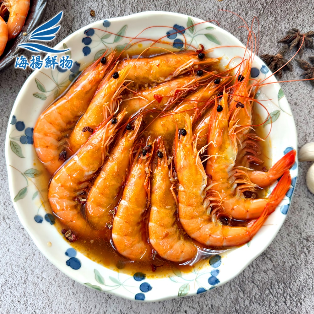 【海揚鮮物】(免運)十三香極舒肥白蝦 600g/盒-3入組 辛香濃郁 去蝦頭 鮮白蝦
