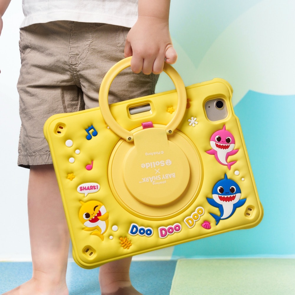 【SOLiDE】索力得 鯊魚寶寶正版授權 iPad Air/iPad Pro 多功能兒童平板保護殼 附肩帶 Baby Shark 保護套 多功能平板殼 兒童用平板殼 防摔耐用 可愛卡通 3D立體