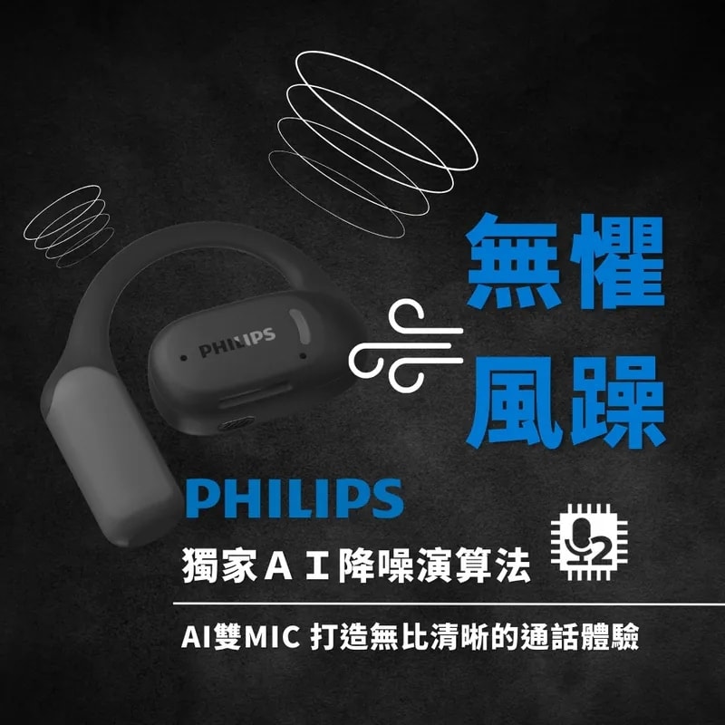 【Philips 飛利浦】開放式耳掛式藍牙耳機TAA6709