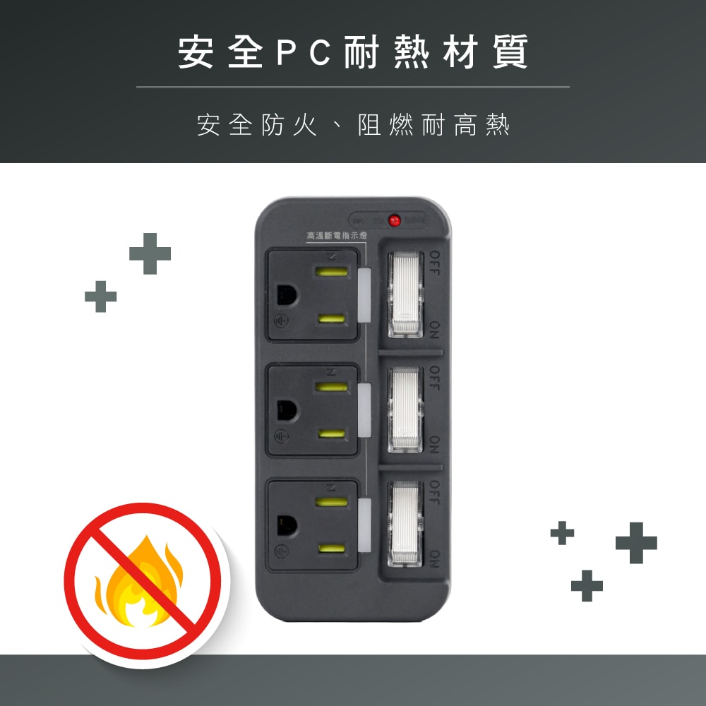 【KINYO】3P3開3多插頭分接器/分接式插座 (GI-333) 高溫斷電/多色任選