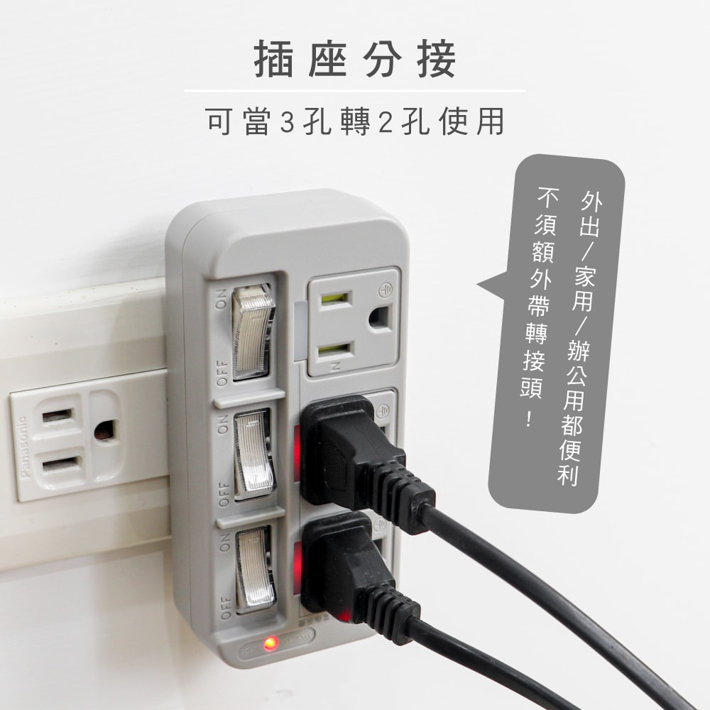 【KINYO】3P3開3多插頭分接器/分接式插座 (GI-333) 高溫斷電/多色任選