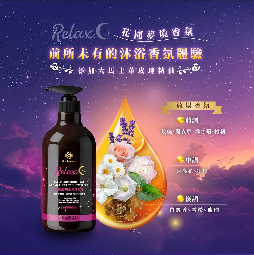 【Dr’s Formula 台塑生醫】胺基酸舒緩香氛沐浴精(花園夢境香氛)800g*12入