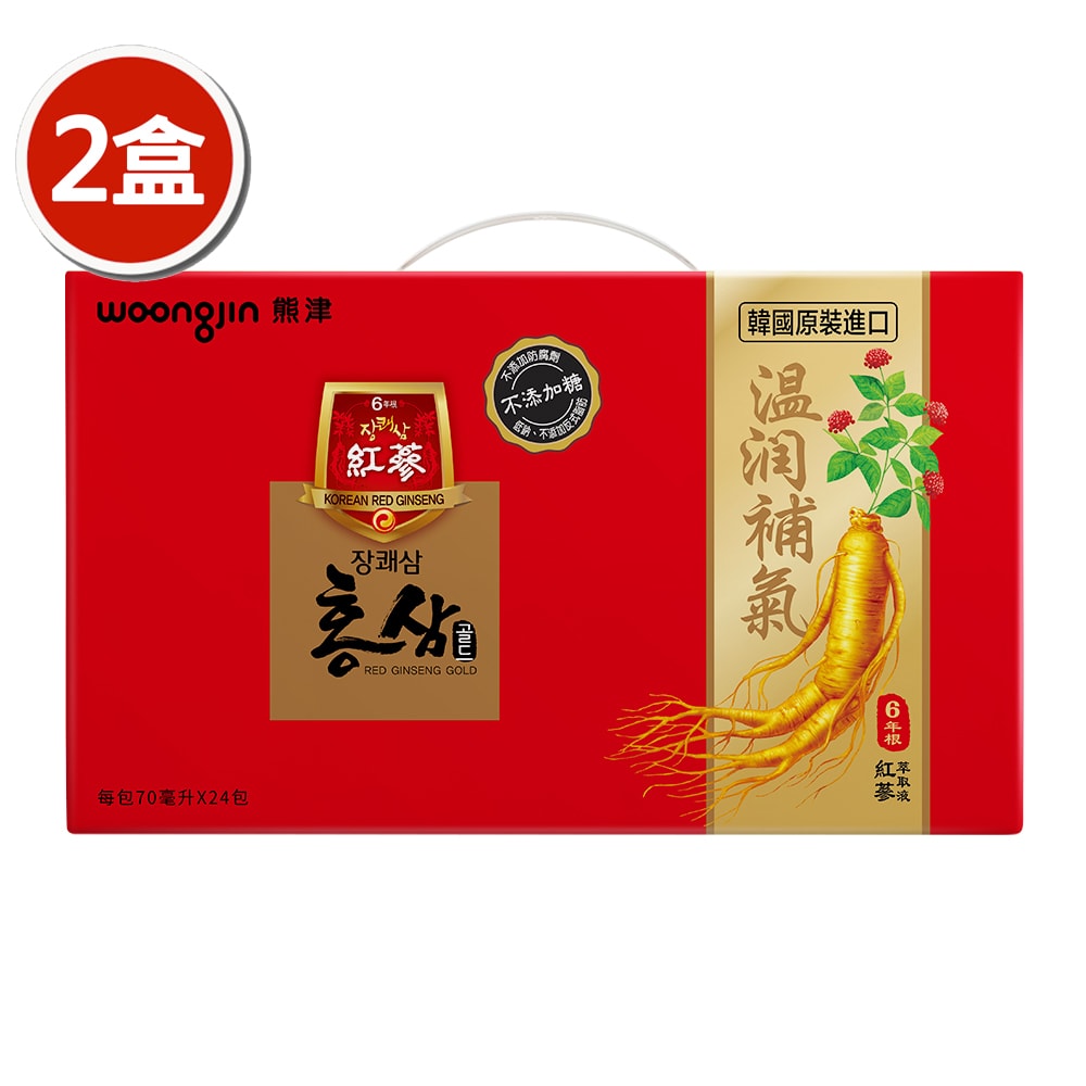 【韓國熊津】不添加糖紅蔘飲禮盒(24入/組)買一送一，共2盒
