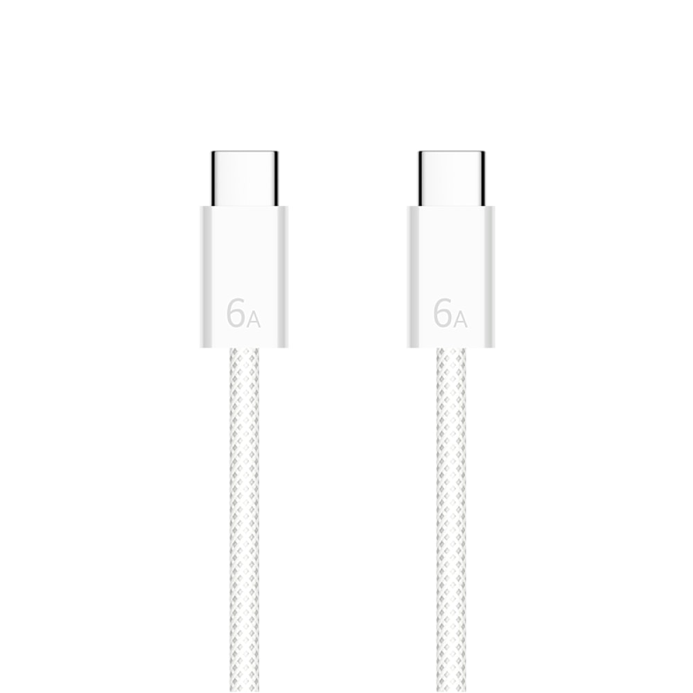 【HUAWEI 華為】原廠CC618 6A Type-C to Type-C 編織線 1.8m -白 (支援120W超快充)