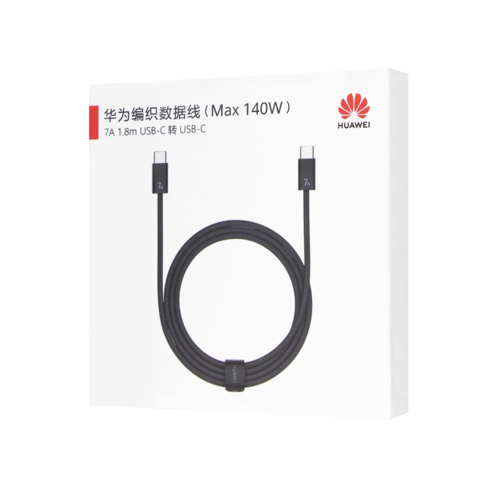 【HUAWEI 華為】原廠CC718 7A Type-C to Type-C 編織線 1.8m -黑 (支援140W超快充)