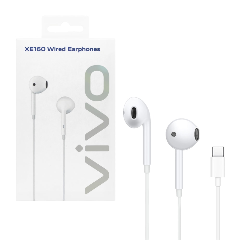 【vivo】原廠台灣公司貨 XE160 半入耳式 Type-C線控耳機 - 白色 (盒裝)