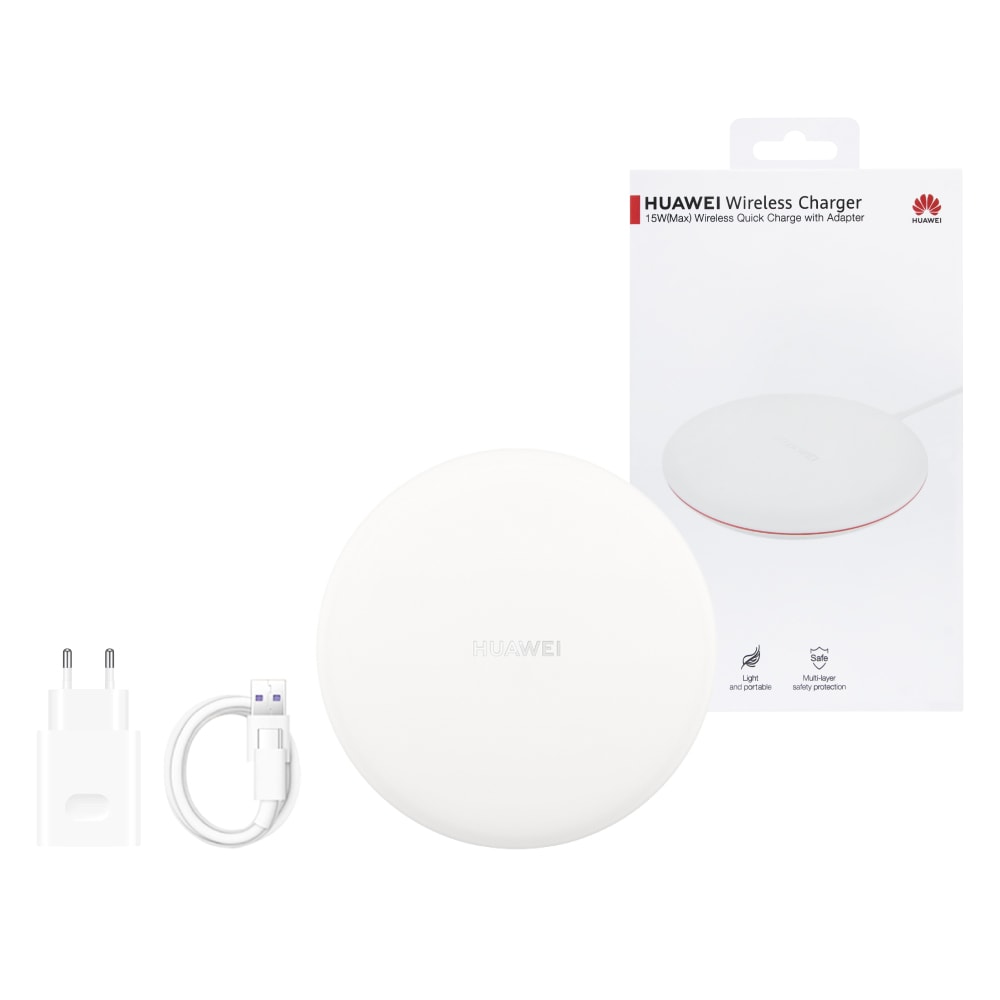 【HUAWEI 華為】原廠 無線充電板 CP60 - 贈英規充電器+Type C傳輸線 - 白色 (盒裝)