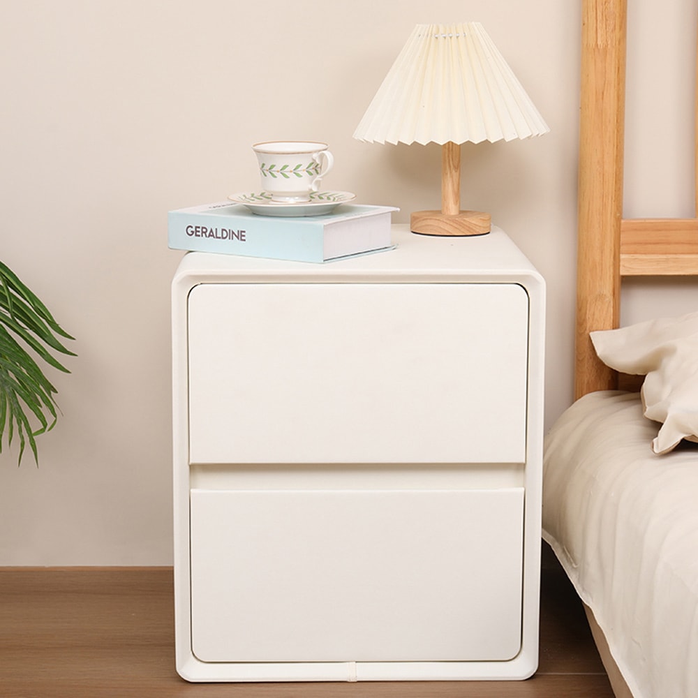 【AOTTO】北歐簡約雙層實木抽屜床頭櫃(收納櫃 床頭櫃 置物櫃)