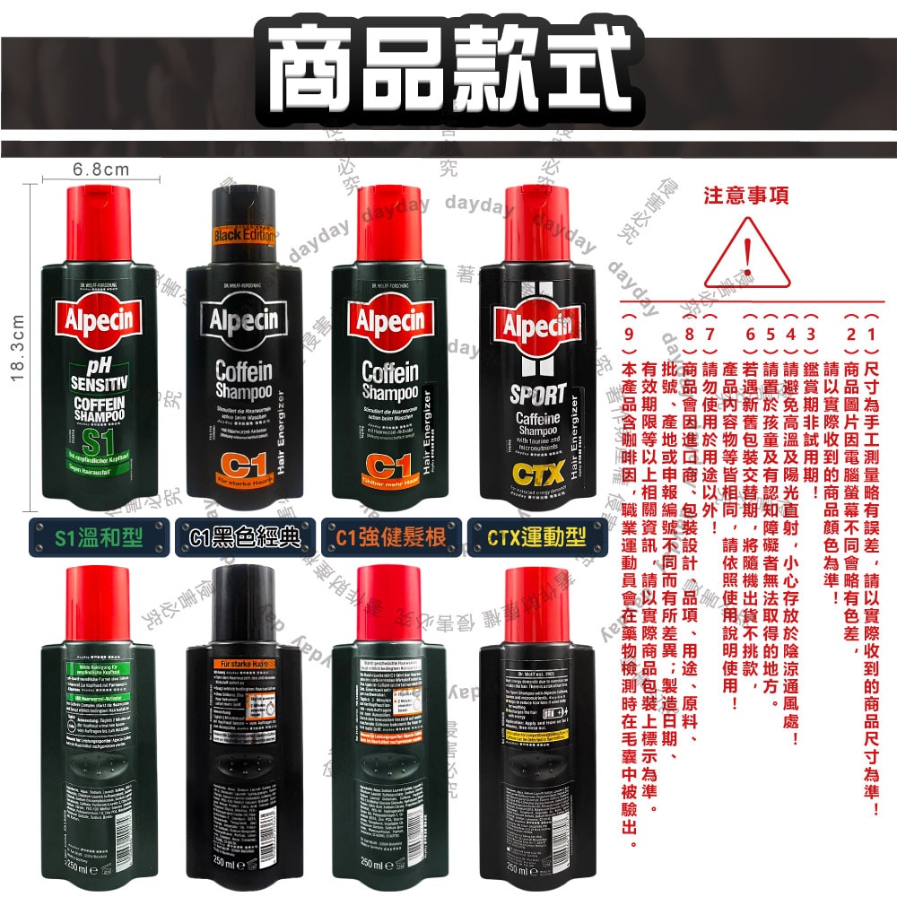 【Alpecin】強健髮根控油不含矽靈咖啡因洗髮露250ml/瓶-C1黑色經典(清爽柑橘香調,90周年限定,舒涼護髮洗髮精,男士調理油性髮質洗淨頭皮)