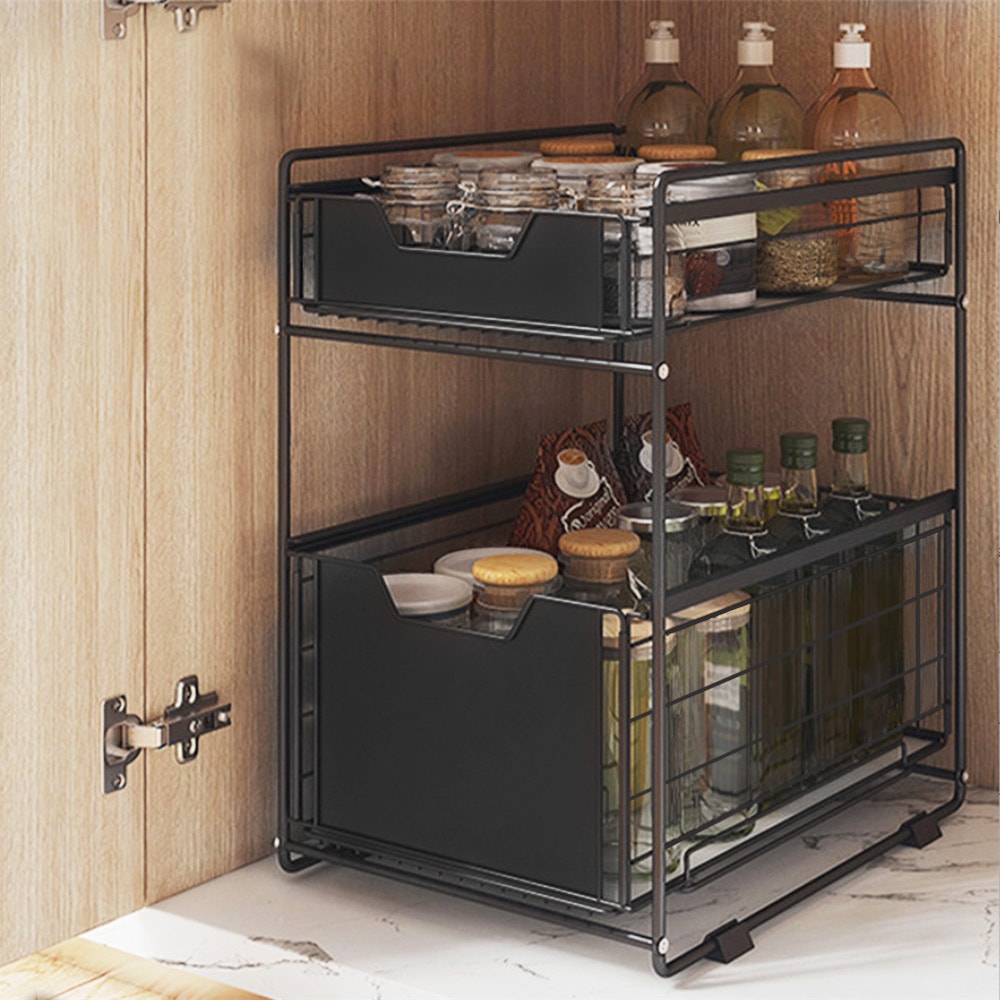 【AOTTO】多功能廚房浴室抽屜置物架 收納架(下水槽收納架 置物架)